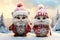 Festive Snowy Portrait of Adorable Christmas Gnomes AI Generated