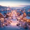 Festive Splendor: Nightfall in Snow-Blanketed Town