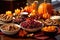 festive spread of cranberries, walnuts, and pumpkin