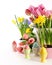 Festive spring flowers and eggs for Easter