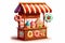 Festive stall counter with sweets and gifts for Christmas and New Year. Vector illustration in cartoon style on a white background