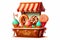 Festive stall counter with sweets and gifts for Christmas and New Year. Vector illustration in cartoon style on a white background