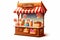 Festive stall counter with sweets and gifts for Christmas and New Year. Vector illustration in cartoon style on a white background