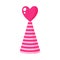 Festive striped cone with a heart. Wedding and valentine day concept