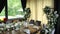 festive table with appetizers and salads on the table in the restaurant