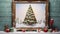 a festive tableau featuring an attractive Christmas tree drawing on a tabletop of diverse colors