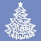 Festive tree with the inscription Merry Christmas. Template for laser cutting. Vector