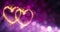 Festive violet purple background with two glowing hearts