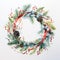 Festive Watercolor Holiday Wreath Workshop with Ribbons, Berries, and Pinecones on White Background AI Generated