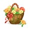 Festive wicker basket with roses