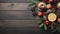 Festive Winter Citrus and Pine - Fresh Oranges with Pine Cones on Rustic Wooden Background for Holiday Decor.