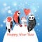 Festive winter postcard with owls