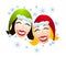 Festive Women Santa Hats Snow