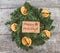 Festive wreath with orange text and retro