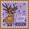 Festive Xmas illustration-stamp for instagram with surprised strange deer