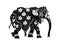 Festively decorated Indian or Thai elephant, black and white vector isolated.