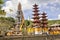 Festively decorated temple during Hindu ceremony Nusa Penida-Bali, Indonesia