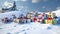 Festively wrapped presents in the snow pile, holidays, christmas