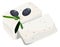 Feta cartoon icon. White soft greek cheese