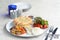Feta Cheese, Sun dried tomatoes, bread skewered prawns  platter
