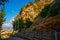 FETHIYE, TURKEY: View of the tombs carved into the rock from the time of the ancient state of Lycia.