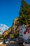 FETHIYE, TURKEY: View of the tombs carved into the rock from the time of the ancient state of Lycia.