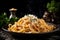 Fettuccine Alfredo Made With Pasta Noodles Coated in Rich and Creamy Parmesan Sauce. AI generated