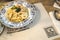 Fettuccini pasta with shrimp