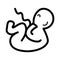 Fetus vector icon. Black and white baby illustration. Outline linear icon.