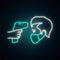 Fever check line icon in neon style.