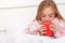 Fever, cold and flu - Medicines and hot tea in near, sick girl i