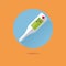 Fever thermometer flat design vector icon