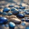A few beautiful pebbles glisten with a soft light in the morning sun, cinematic photography