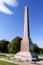 A few benches in front of remarkable McGrigor obelisk in Duthie park, Aberdeen