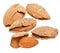 Few fried almond nuts close up