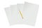 A few pieces of white gray blank papers stacked and a yellow pencil