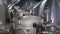 few tanks with hop in workshop of beer factory, automatic process of pouring hop