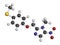 Fexinidazole antiprotozoal drug molecule. 3D rendering. Atoms are represented as spheres with conventional color coding: hydrogen