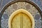 FEZ, MOROCCO, MAY 31, 2012: Gilt bronze portals of the Royal Palace Monumental Gate