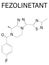 Fezolinetant drug molecule, NK3 receptor inhibitor. Skeletal formula.
