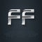 FF - Metallic 3d icon or logotype template. Vector design element with lineart option. F and F initial silver logo