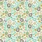 Ffloral seamless pattern on a white background with lots of small stylized flowers with the word in the drawing flower