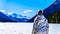 Ffrozen Duffey Lake and the snow capped peaks of Mount Rohr in BC Canada