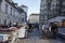 Fiaker, typical horse drawn carriages, standing in front of the Stephansplatz in downtown Vienna. These horse cabs are a typical