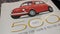 Fiat 500 retro red vintage fashion model old timer car sixties advertising book