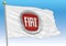Fiat cars international group, flags with logo, illustration