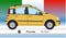 Fiat Panda, second version 2003, popular italian car, vintage, silhouette, vector illustration