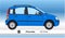 Fiat Panda, second version of the italian car, vintage, silhouette with colors
