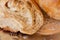 Fiber closeup of homemade fluffy bread hot out of the oven.