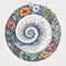 Fibonacci Sequence Circular Spiral Illustration for Adults, Beautiful Design and Printable Poster,